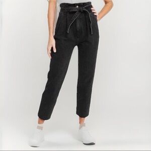 Abercrombie & Fitch Black Denim Paperbag High Waist Mom Jeans Size 26